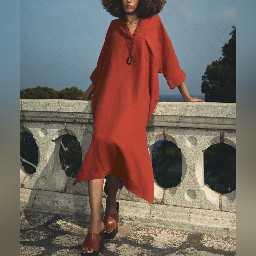 ZARA 100% LINEN TUNIC DRESS XS